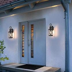 Outdoor Indoor Wall Lantern, Wall Lamp Fixture UL List with E26 Base Led Bulb, Horisun 1-Light Exterior Wall Sconce Light Fixture Wall Mount Anti-Rust Matte Black for Doorway, Garage, Porch