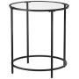 VASAGLE Round Side Table, Glass End Table with Metal Frame, Small Coffee Accent Table, Bedside Table, Modern Style, for Living Room, Balcony, Bedroom, Black ULGT020B01