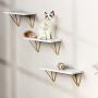 White Floating Shelves - Elegant Vanity Triangle Golden Metal Brackets Hanging Wall Shelves Set of 3 - Wall Mounted Shelf for Living Room, Bedroom, Kitchen by AMADA HOMEFURNISHING