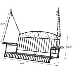 VINGLI Upgraded Metal Patio Porch Swing, 800 LBS Weight Capacity Steel Porch Swing Chair for Outdoors, Heavy Duty Swing Chair Bench for Gardens & Yards (Pattern 4)