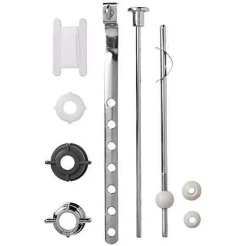 PF WaterWorks PF0907 Assembly Lavatory Pop-Up Drain Repair Kit-Threaded Adjustable Center Pivot Nuts (Universal, Moen, Pfister), 3 Sizes of Balls, Clip, Linkage, Pull Rod, (Plastic), Chrome