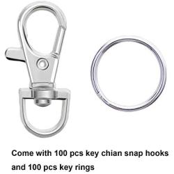 Livder 200 Pieces Metal Swivel Lanyard Snap Clasps and Split Key Rings Keychain for Jewelry Making