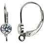 Sterling Silver 4mm CZs Lever Back Earring Parts with Ring 1-Pair