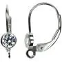 Sterling Silver 4mm CZs Lever Back Earring Parts with Ring 1-Pair
