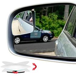 Ampper Fan Shape Blind Spot Mirror, HD Glass Frameless Stick on Adjustabe Few Convex Wide Angle Rear View Mirror for Car Blind Spot, Pack of 2