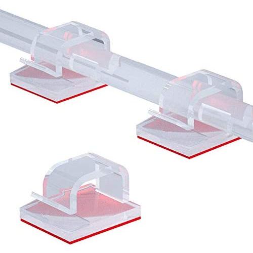50pcs Cable Clips, Adhesive Cable Organizer Cord Holder, Durable Strong Cable Wire Management for Car, Office and Home (Transparent)