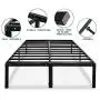 Metal Platform Bed Frame Queen Size Heavy Duty 14 Inch Beds No Box Spring Steel Slat Frames with Storage Black, AQ