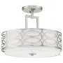 Kira Home Sienna 15'' 3-Light Semi Flush Mount Ceiling Light, White Fabric Shade + Glass Diffuser, Brushed Nickel Finish Kira Home Sienna 15'' 3-Light Semi Flush Mount Ceiling Light, White Fabric Shade + Glass Diffuser, Brushed Nickel Finish