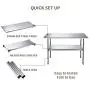 Stainless Steel Prep Table - 48x24 Inches Commercial Work Table Food Metal Table Heavy Duty Kitchen Garage Worktables and Workstations Sandwich Top with 4 Caster Wheels