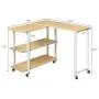 Tangkula 360° Free Rotating Sofa Side Table, Mobile End Table with 2-Tier Storage Shelves, Movable Laptop Table with Sturdy Metal Frame, Couch Side Table Snack Table for Home Office (Natural)