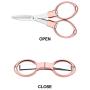 Tatuo 6 Pieces Stainless Steel Scissors Anti-Rust Folding Scissors Glasses-Shaped Mini Shear for Home and Travel Use (Rose Gold, Gold, Silver)