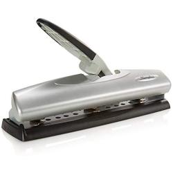 Swingline Desktop Hole Punch, Light Touch Metal Hole Puncher with Adjustable System for 2-7 Holes, Low Effort Paper Punch, Home School & Home Office Supplies, 20 Sheet Capacity, Black/Silver (74030)