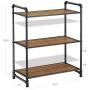 VASAGLE 3-Tier Storage Rack, Customizable Bathroom Kitchen Shelf, Industrial Style Extendable Plant Stand with Adjustable Shelf, 25.1 x 12 x 28.9 Inches, for Living Room, Balcony, Rustic Look UBSC24BX