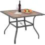 Sophia & William Patio Dining Table Umbrella Table Outdoor Coffee Bistro with Hole for Lawn Garden Pool Sturdy Metal Steel Frame Easy to Care Special Wood-Like Table top Design 37'' x 37'' Square Table Sophia & William Patio Dining Table Umbrella Table Outdoor Coffee Bistro with Hole for Lawn Garden Pool Sturdy Metal Steel Frame Easy to Care Special Wood-Like Table top Design 37'' x 37'' Square Table