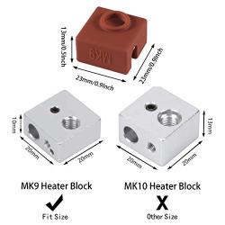 3D Printer Heater Block Silicone Cover, Aokin MK7 MK8 MK9 Silicone Sock for MK7/8/9 3D Printer Hotend Extruder, Creality CR-10, S4, S5, Ender 3, Anet A8, Brown, 3 Pcs