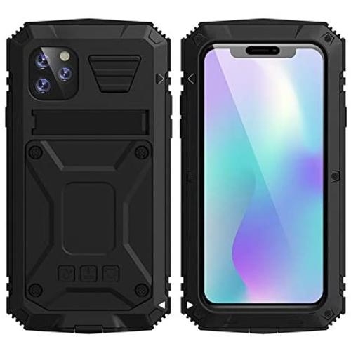 HATA iPhone 11 Metal Military Heavy Duty case, iPhone 11 Rugged Drop Tested Case with Built-in Screen Protector Kickstand Sturdy Full Body Cover (Black, iPhone 11)