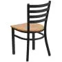 Flash Furniture HERCULES Series Black Ladder Back Metal Restaurant Chair - Natural Wood Seat