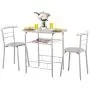 Giantex 3 Piece Dining Set Compact 2 Chairs and Table Set with Metal Frame and Shelf Storage Bistro Pub Breakfast Space Saving for Apartment and Kitchen (Silver & Natural) Giantex 3 Piece Dining Set Compact 2 Chairs and Table Set with Metal Frame and Shelf Storage Bistro Pub Breakfast Space Saving for Apartment and Kitchen (Silver & Natural)