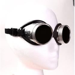 Steampunk Metal Welding Goggles - Dark Tinted Glass Lens with Aluminum Metal and Rubber Lining