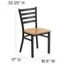 Flash Furniture HERCULES Series Black Ladder Back Metal Restaurant Chair - Natural Wood Seat