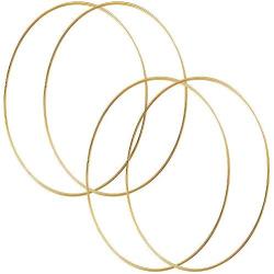 HOHIYA 19 Inch Metal Floral Hoop Wreath 4pcs Large Gold Craft Macrame Ring for Christmas Wedding Wall Hanging 4mm Wire