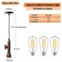 PIHAPPY Industrial Pendant Ceiling Light, Metal Steel Pipe Hanging Lighting Fixture, Bronze Antique Lights Fixture for Home Room Decoration 1PC Without BLUBS (Bronze, 1 PC)