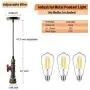 PIHAPPY Industrial Pendant Ceiling Light, Metal Steel Pipe Hanging Lighting Fixture, Bronze Antique Lights Fixture for Home Room Decoration 1PC Without BLUBS (Bronze, 1 PC)