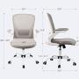 Komene Home Office Chair, Ergonomic Office Chair Large Seat, Desk Chair with Wheels,330 lb Mesh Computer Chair with Flip-up Arms, Chair Gaming Lumbar Support, Adjustable Height,Metal Base
