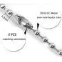 4 pack Beaded Pull Chain Extension,Each Chain Length 39 Inch (1 Meter) with Two Additional Matching Connectors,3.2 mm Diameter Beaded,Silvery