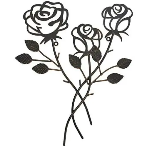 Scwhousi Metal Rose Wall Decor Garden Flower Wall Art,Rustic (14.25'' 1.75'') Scwhousi Metal Rose Wall Decor Garden Flower Wall Art,Rustic (14.25'' 1.75'')