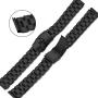 FERNBE Mirror Surface Stainless Steel Watch Band 18mm 20mm 22mm 24mm Strap Metal Replacement Bracelet with Double-Button safety Clasp for Mens Womens Watch Black Silver (Black, 24mm)