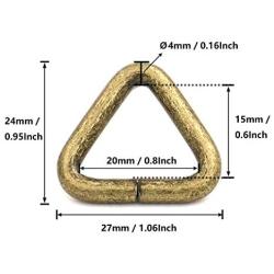 BIKICOCO 4/5 Metal Triangle Ring Buckle Connectors Non Welded Round Edge Webbing Bag Clasp Handbag Strap Making Hardware, Bronze - Pack of 10