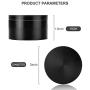 Large Herb Grinder 3 Inch 4 Chambers Flat Spice Grinder with Cleaning Brush (75mm) (Black) (Black)