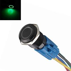 Etopars Black Case 16mm Green Angel Eye Symbol LED 12V Push Button Metal Toggle Switch Socket Plug Wire Car Vehicle