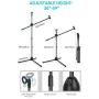 InnoGear Microphone Stand, Foldable Tripod Boom Stand Adjustable Height Heavy Duty Mic Boom Stand with Dual Mic Clip Holders and Metal Base for Singing, Speech, Stage, Outdoor Activities