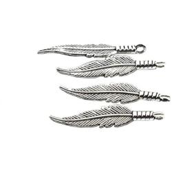 Youdiyla 90 PCS Mini Feather Charms Collection - Antique Silver Bronze Gold Small Bird Plume Plumage Metal Pendants for Dream Catcher Jewelry Making DIY Findings (HM48)