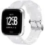 Maxjoy Compatible with Fitbit Versa 2 Bands, Versa Silicone Band Women Waterproof Sweat Resistant Replacement Strap with Metal Buckle Compatible with Fitbit Versa/Versa 2/Versa Lite/Versa SE, Silver