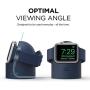 elago W2 Charger Stand Compatible with Apple Watch Series 6/SE/5/4/3/2/1 (44mm, 42mm, 40mm, 38mm), Durable Silicone, Compatible with Nightstand Mode (Jean Indigo)