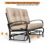 Giantex Loveseat Outdoor Patio Rocking Glider Cushioned 2 Seats Steel Frame Furniture (Beige)