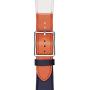 Surace Compatible with Apple Watch Band 38mm 40mm, Genuine Leather Watch Strap Stainless Steel Square Buckle Compatible for Apple Watch Series 4 Series 5 40mm,Indigo White Orange Band+Silver Buckle