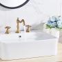 GGStudy 8 inch 2 Handles 3 Holes Widespread Bathroom Sink Faucet Antique Brass Bathroom Vanity Faucet Basin Mixer Tap Faucet Washingroom Faucet Matching Metal Pop Up Drain with Overflow