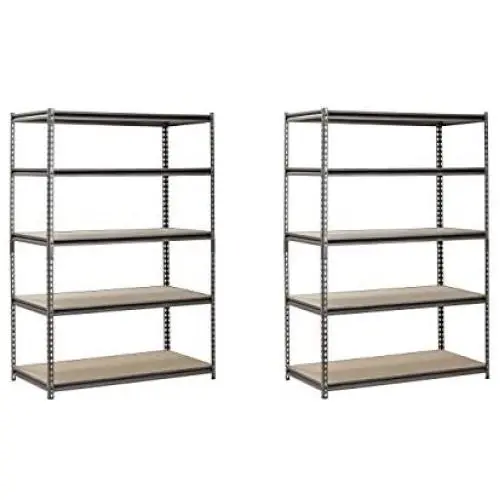 EDSAL Heavy Duty Garage Shelf Steel Metal Storage 5 Level Adjustable Shelves Unit 72'' H x 48'' W x 24'' Deep (Pack of 2) EDSAL Heavy Duty Garage Shelf Steel Metal Storage 5 Level Adjustable Shelves Unit 72'' H x 48'' W x 24'' Deep (Pack of 2)