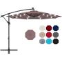 Best Choice Products 10ft Solar LED Offset Hanging Market Patio Umbrella for Backyard, Poolside, Lawn and Garden w/Easy Tilt Adjustment, Polyester Shade, 8 Ribs - Deep Taupe