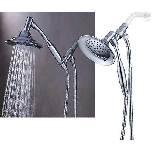 G-promise Double Height Positioning Shower Head, High Pressure Shower Heads with Handheld Spray, Adjustable Metal Bracket Holder,Extra Long Stainless-Steel Flexible Hose (Chrome) G-promise Double Height Positioning Shower Head, High Pressure Shower Heads with Handheld Spray, Adjustable Metal Bracket Holder,Extra Long Stainless-Steel Flexible Hose (Chrome)