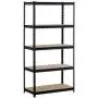 EDSAL UR185P-BLK Black Steel Heavy Duty 5-Shelf Shelving Unit, 4000lbs Capacity, 36'' Width x 72'' Height x 18'' Depth