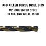 Drill America 29 Piece Heavy Duty High Speed Steel Drill Bit Set with Black and Gold Finish in Metal Case (1/16'' - 1/2'' x 64ths), KFD Series