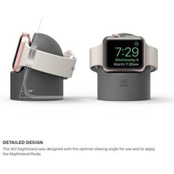 elago W2 Charger Stand Compatible with Apple Watch Series 6/SE/5/4/3/2/1 (44mm, 42mm, 40mm, 38mm), Durable Silicone, Compatible with Nightstand Mode (Dark Grey)