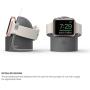 elago W2 Charger Stand Compatible with Apple Watch Series 6/SE/5/4/3/2/1 (44mm, 42mm, 40mm, 38mm), Durable Silicone, Compatible with Nightstand Mode (Dark Grey)