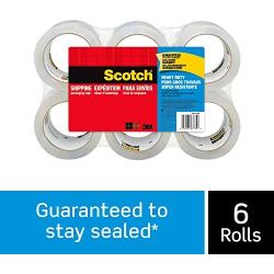 Scotch Heavy Duty Packaging Tape, 1.88'' x 54.6 yd, Designed for Packing, Shipping and Mailing, Strong Seal on All Box Types, 3'' Core, Clear, 6 Rolls (3850-6)