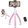 UBeesize Phone Tripod, Portable and Flexible Tripod with Wireless Remote and Universal Clip, Compatible with All Cell Phones/Cameras, Cell Phone Tripod Stand for Video Recording(Pink)